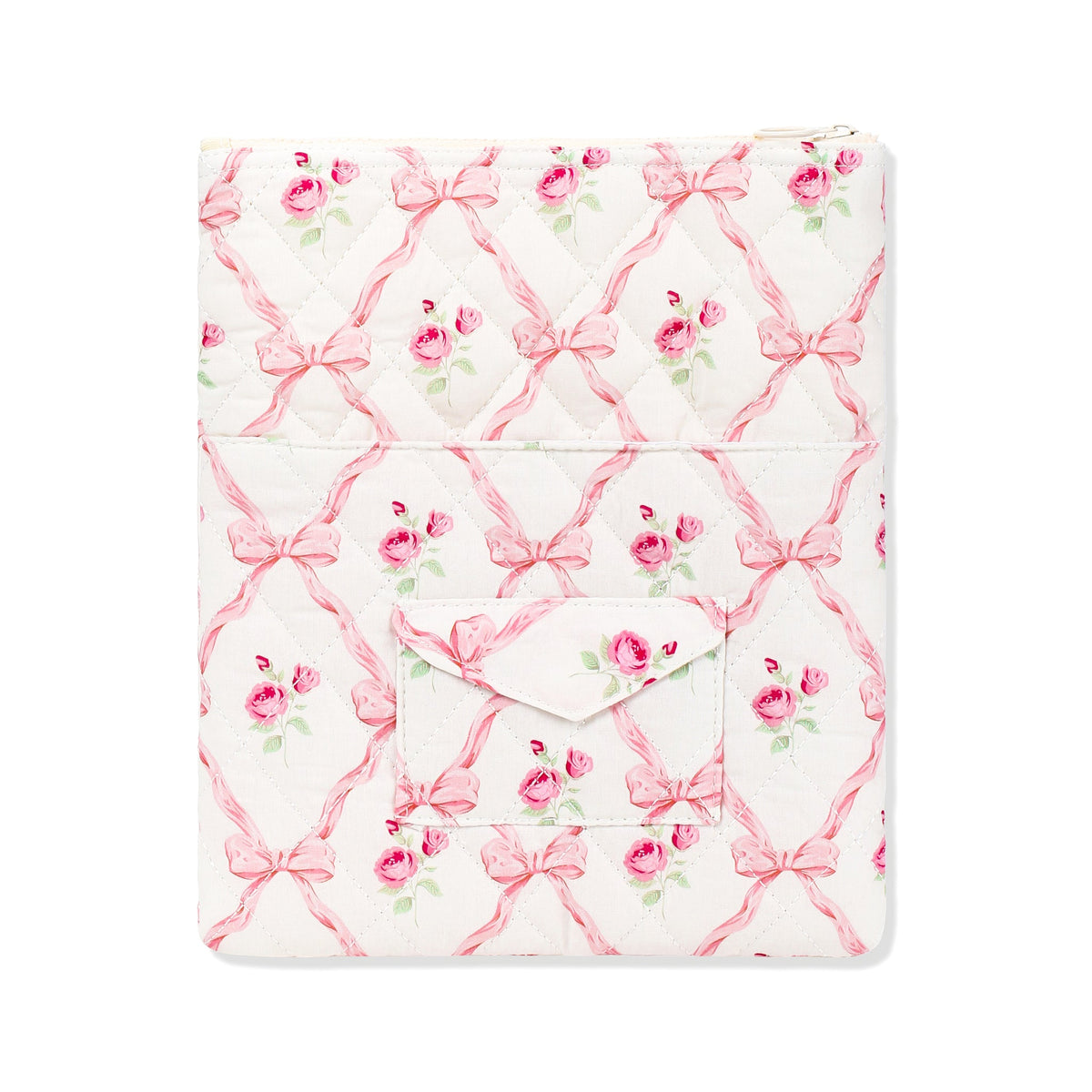 Églantine Rose Print Laptop Sleeve - 11 inch front view in Pink Floral