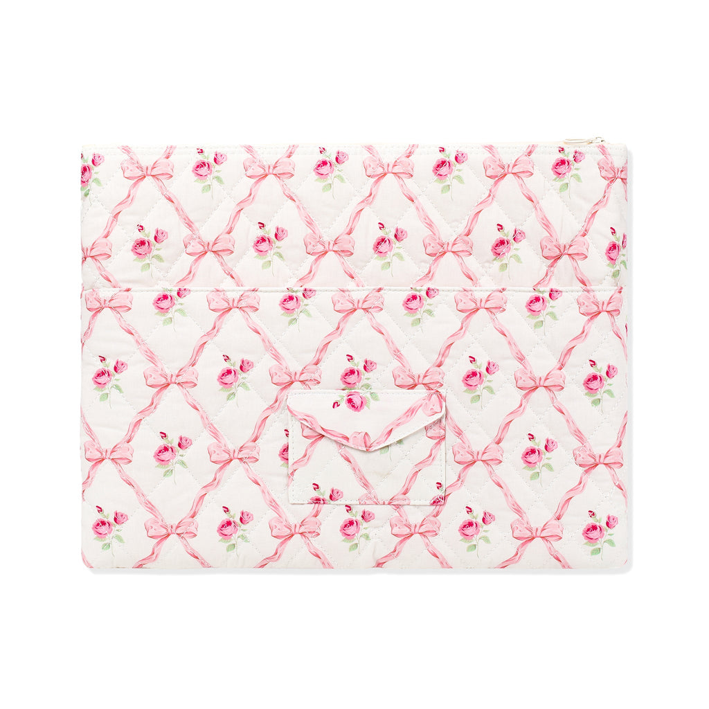 Églantine Rose Print Laptop Sleeve - 15-16 inch landscape in Pink Floral
