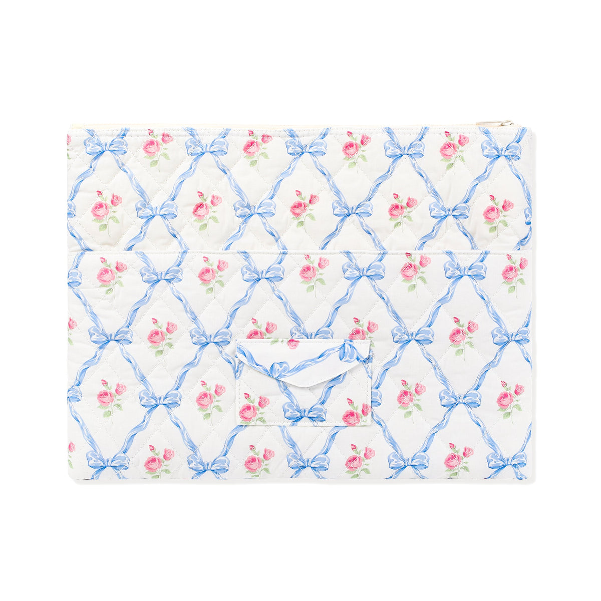 Églantine Rose Print Laptop Sleeve - 15-16 inch landscape in Blue Floral