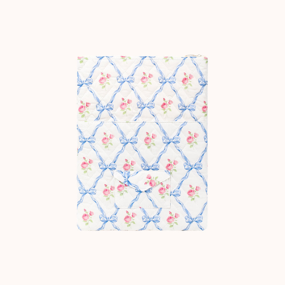 Églantine Rose Print Laptop Sleeve - Blue Floral