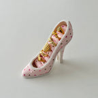 Escarpine High Heel Ring Holder - Polka Dot holding gold rings
