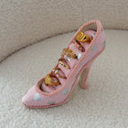 Escarpine High Heel Ring Holder - Heart Print holding rings on chair
