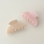 Nacrine Pearl Heart Hair Claw Clip - Pink and Cream side by side