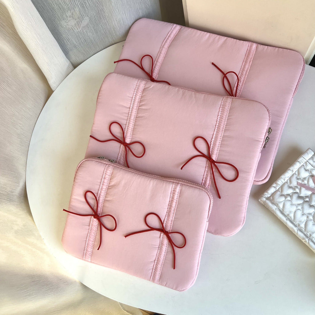Nastrina Double Bow Laptop Sleeve - three sizes in Pink