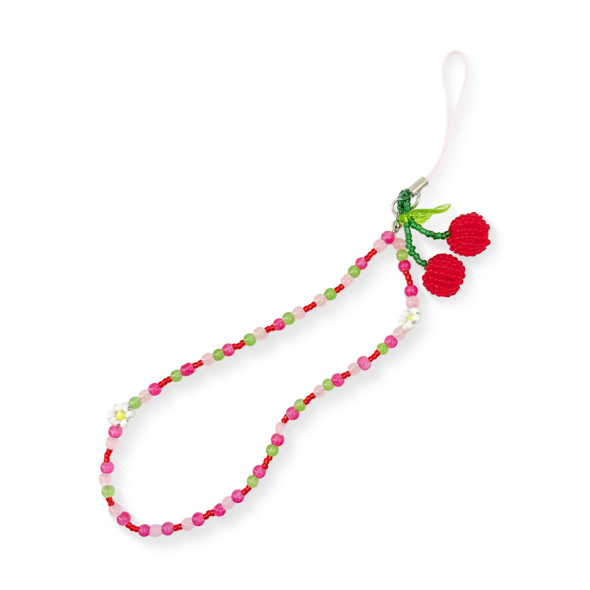 Orchard Swing Beaded Cherry Phone Charm - beaded cherry charm in Cherry Red Main image