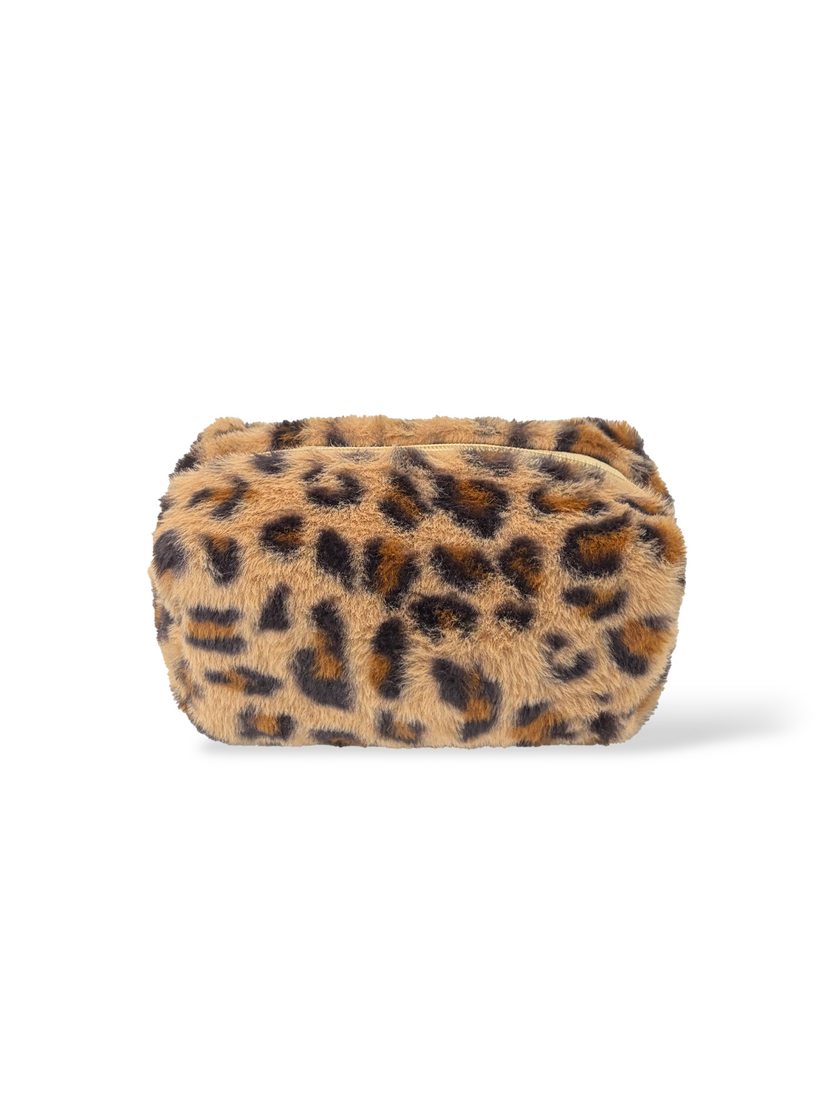 Savanelle Plush Animal Print Beauty Bag - front view in Leopard Main image