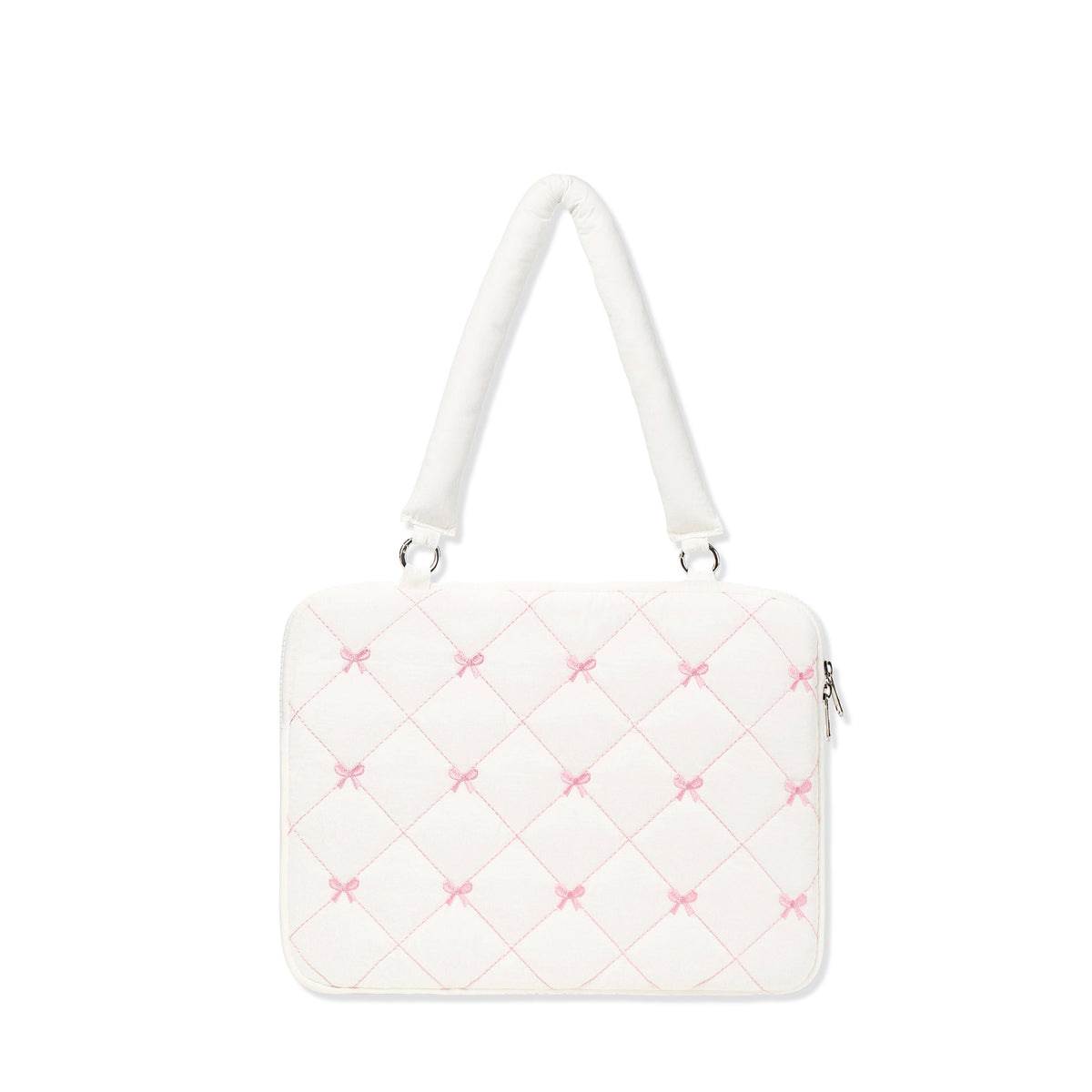 Souffléa Puffy Quilted Laptop Sleeve - front view in White Main image
