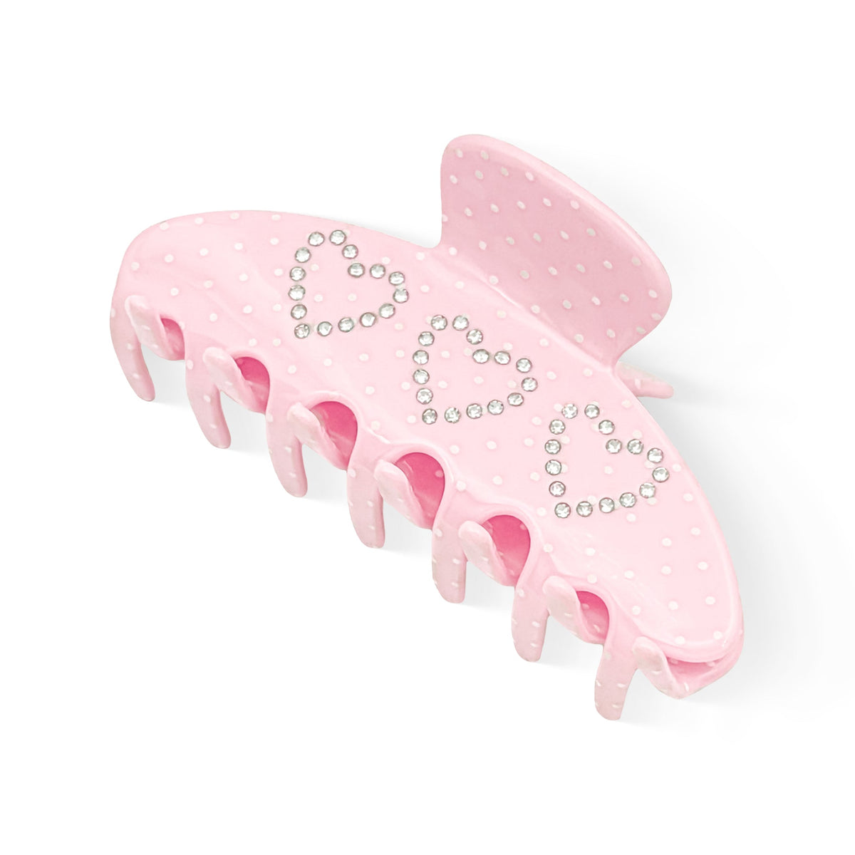 Strassina Polka Dot Rhinestone Hair Claw Clip - front view in Pink Main image