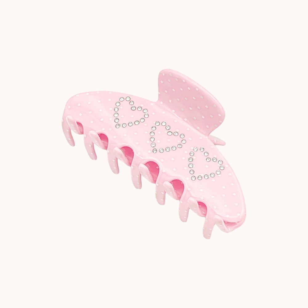 Strassina Polka Dot Rhinestone Hair Claw Clip - Pink