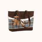 Tartinette Lace-Trim Plaid Tote Bag - Cocoa Plaid - three-quarter view