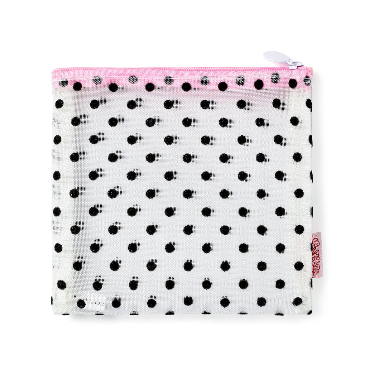 Tulléa Polka Dot Mesh Beauty Bag - front view in Black Dot Main image