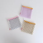 Tulléa Polka Dot Mesh Beauty Bag - all three colours flat lay