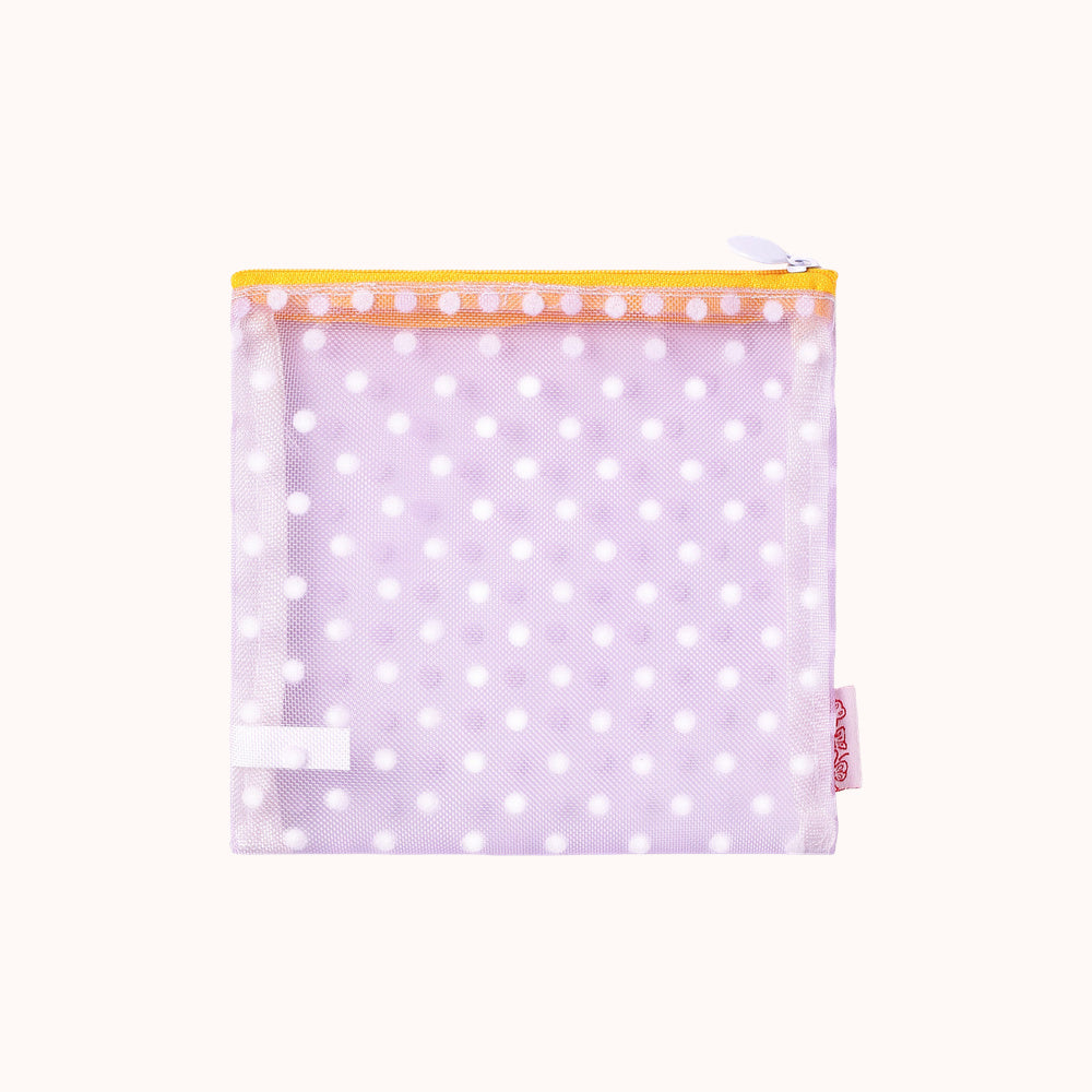 Tulléa Polka Dot Mesh Beauty Bag - Lavender Dot