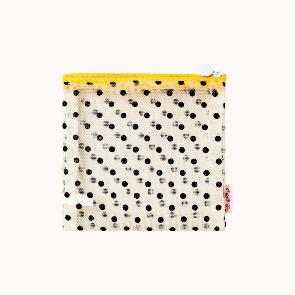 Tulléa Polka Dot Mesh Beauty Bag - Yellow Dot